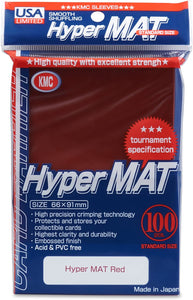 KMC Hyper Matte Red 100-count Standard Size Sleeves Pack [USA packaging]