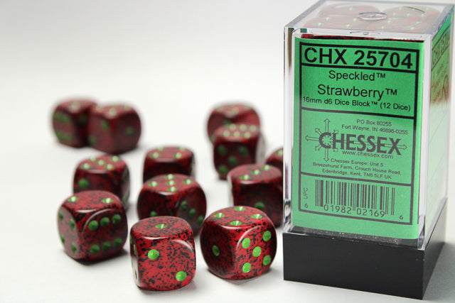 Chessex Speckled® 16mm d6 Strawberry™ Dice Block™ (12 dice)