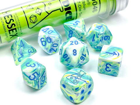 Lab Dice 5: Festive® Polyhedral Garden/blue 7-Die Set