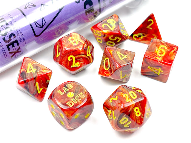 Lab Dice 5: Vortex® Polyhedral Underworld/yellow 7-Die Set