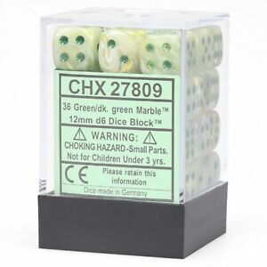 12mm D6 Marble Green/Dark Green (36)