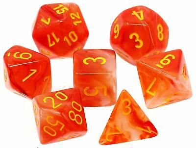 Chessex  Dice Menagerie 9: Ghostly Glow Poly Orange/Yellow 7