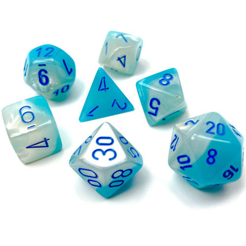 Gemini: Poly Pearl Turquoise-White/blue Luminary 7-Die Set