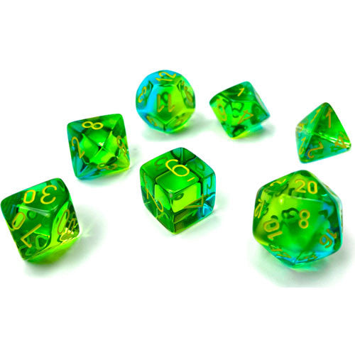 Gemini: Poly Translucent Green-Teal/yellow 7-Die Set