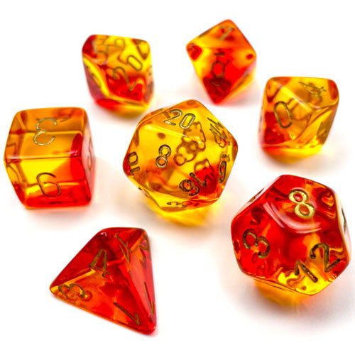 Gemini: Poly Translucent Red-Yellow/gold 7-Die Set